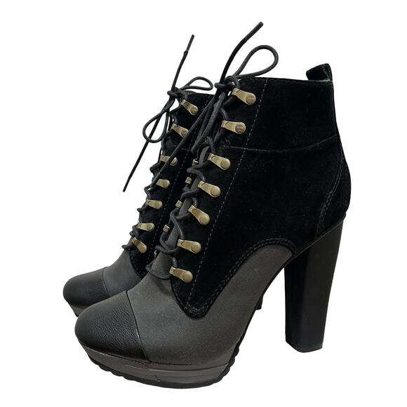 Diesel Womens Hi-Persis High Heel Ankle Boots EU 39 US 8.5 Black Grunge Gothic - Picture 1 of 12